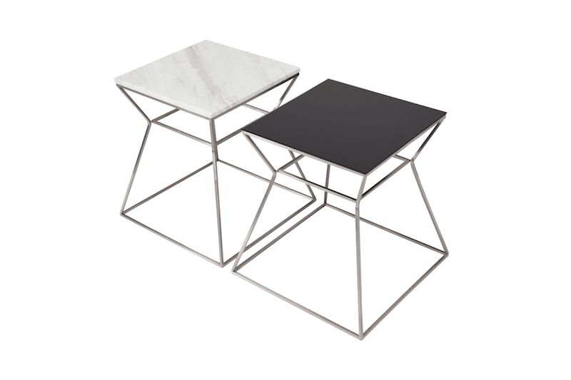 Gakko End Table in Marble and Black Glass