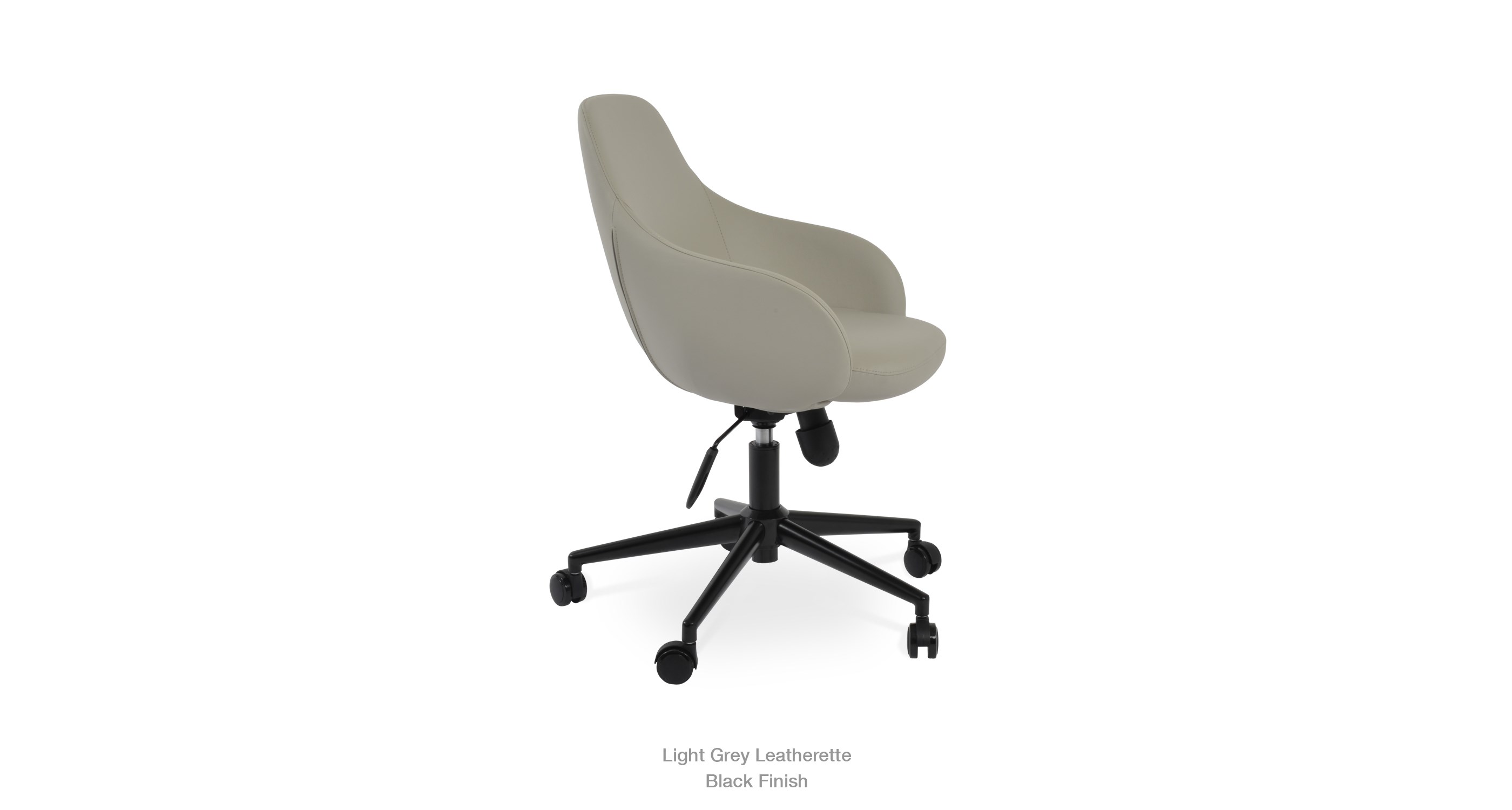 light grey leatherette - black finish