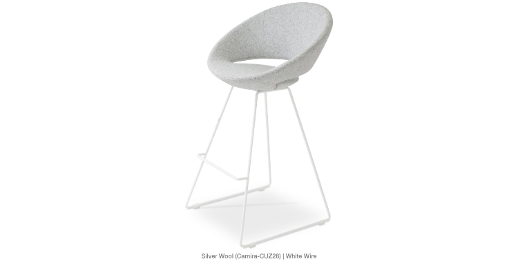 Crescent Wire Stool Silver