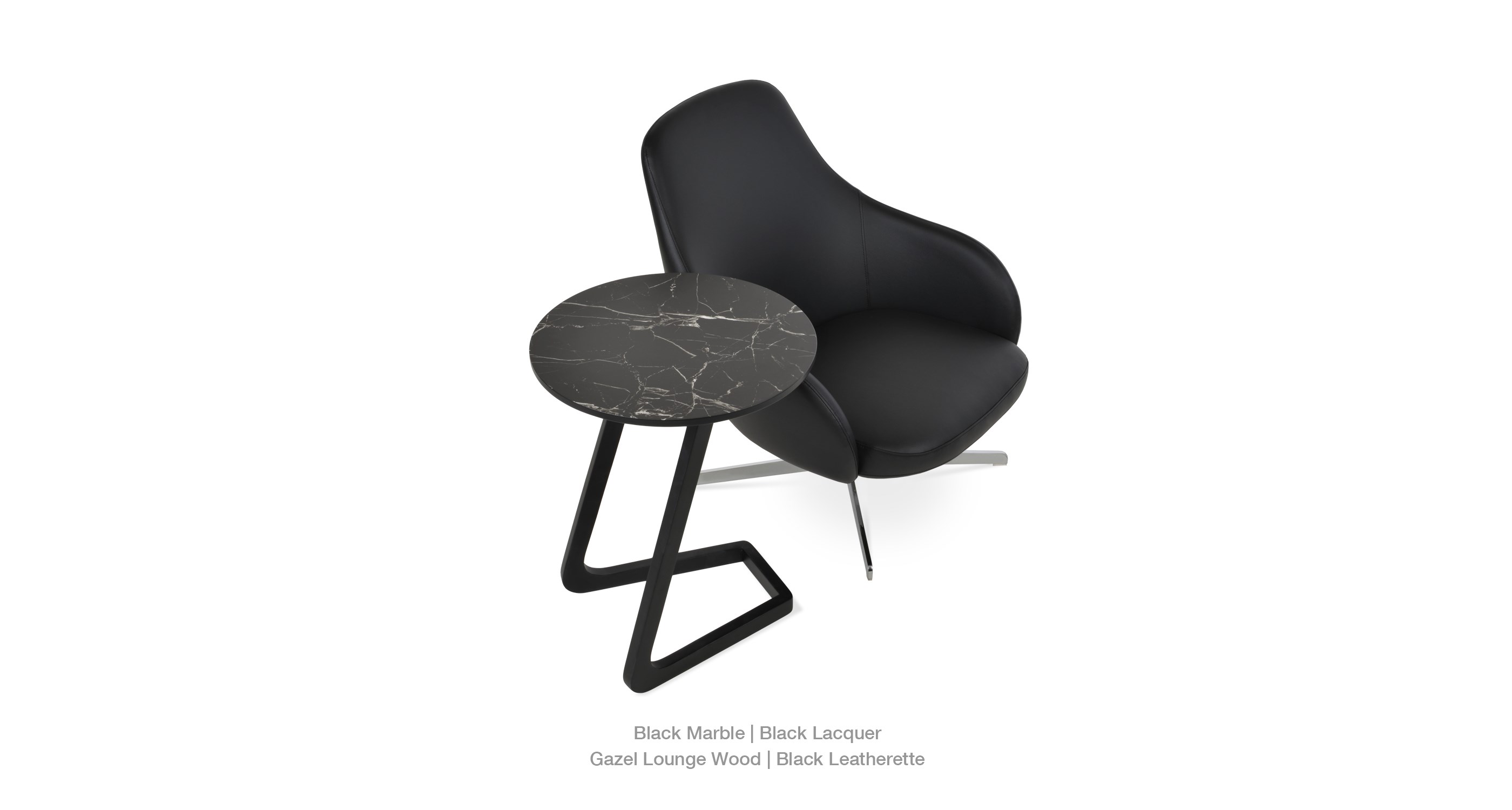 black marble - Gazel Lounge black leatherette