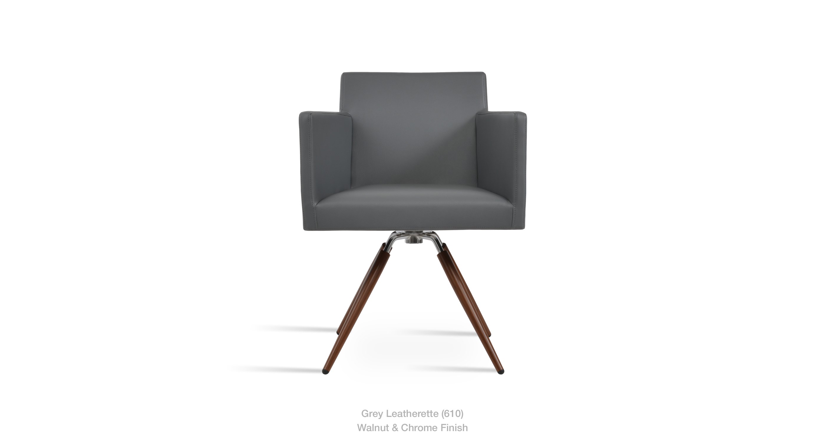grey leatherette - walnut