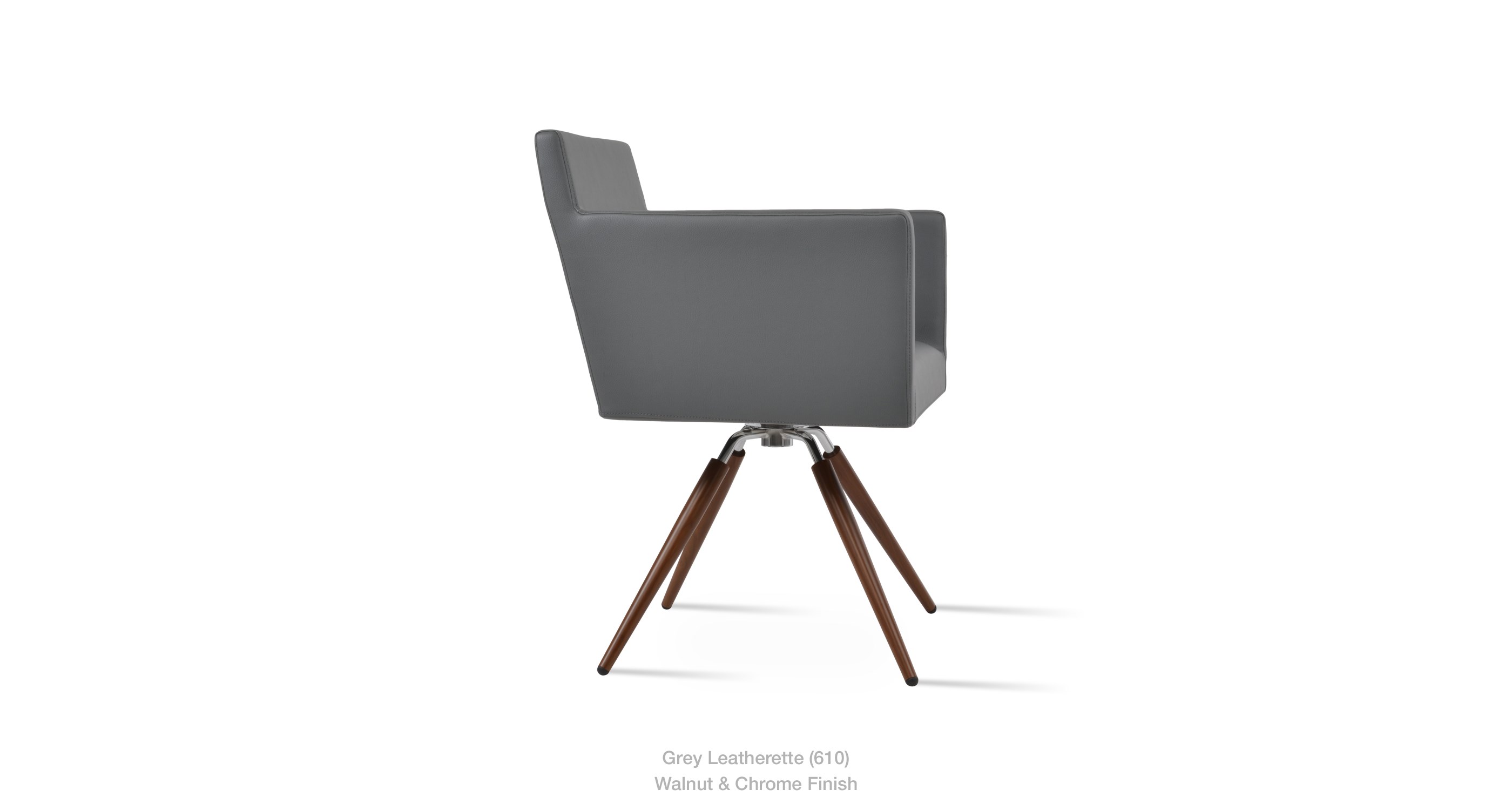 grey leatherette - walnut