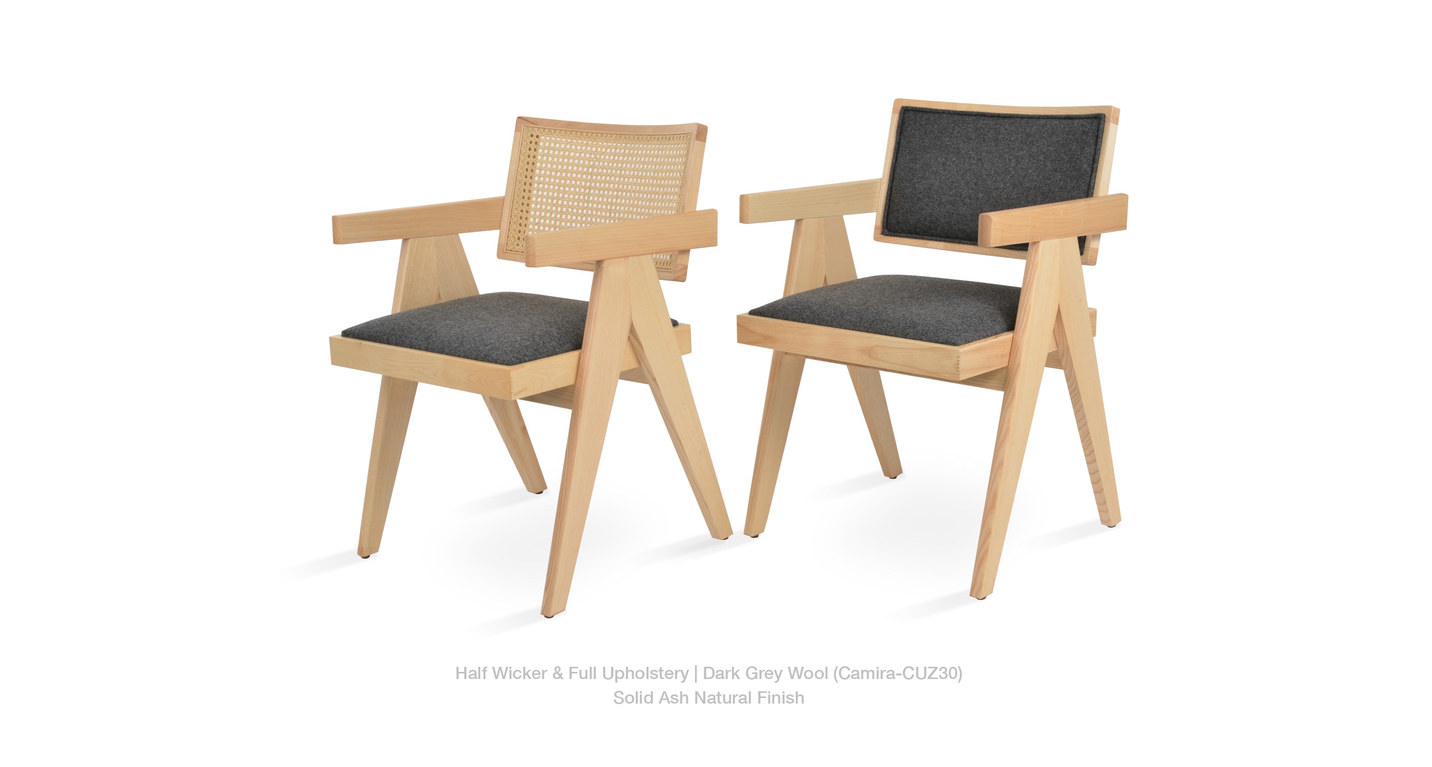 full and half wicker - dark grey wool