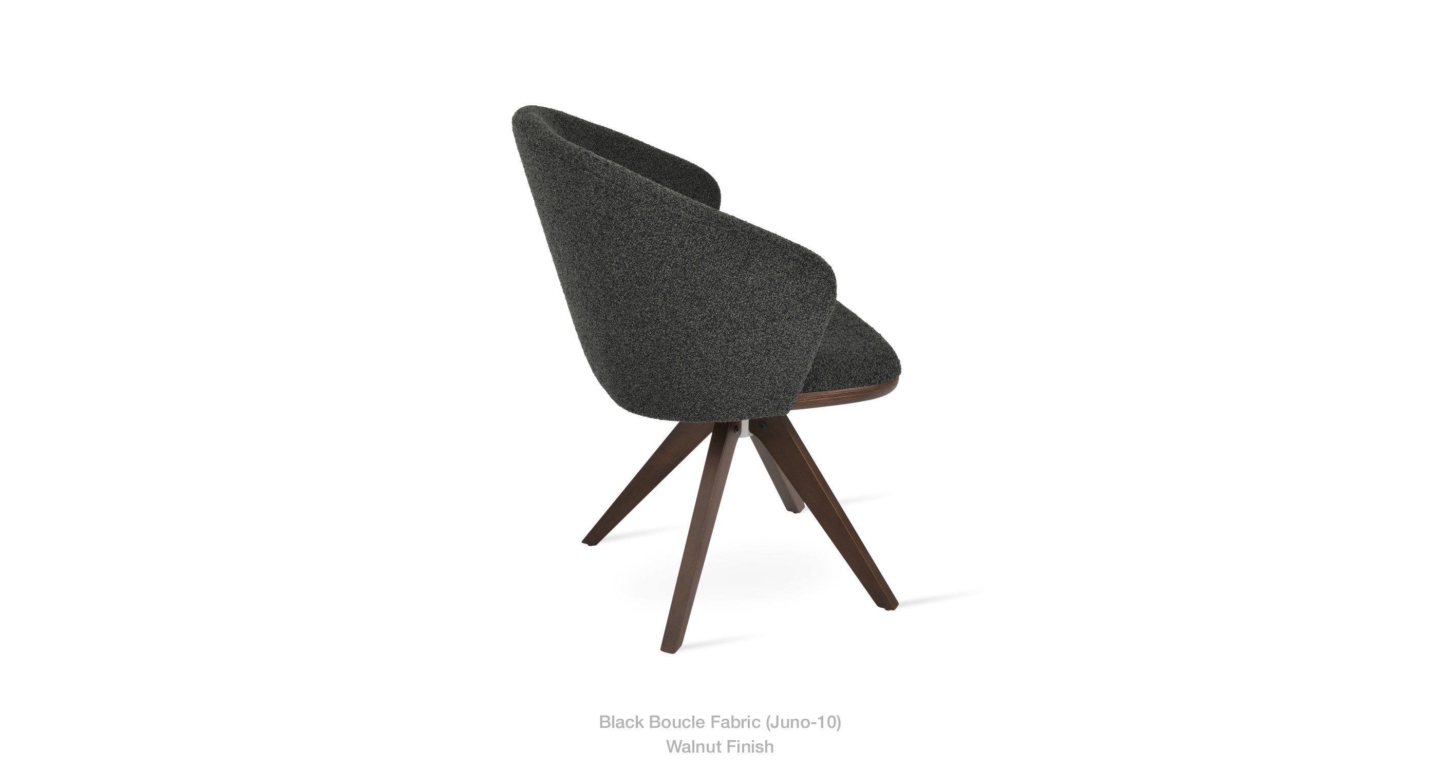 Athena Pyramid Black Boucle Fabric Walnut