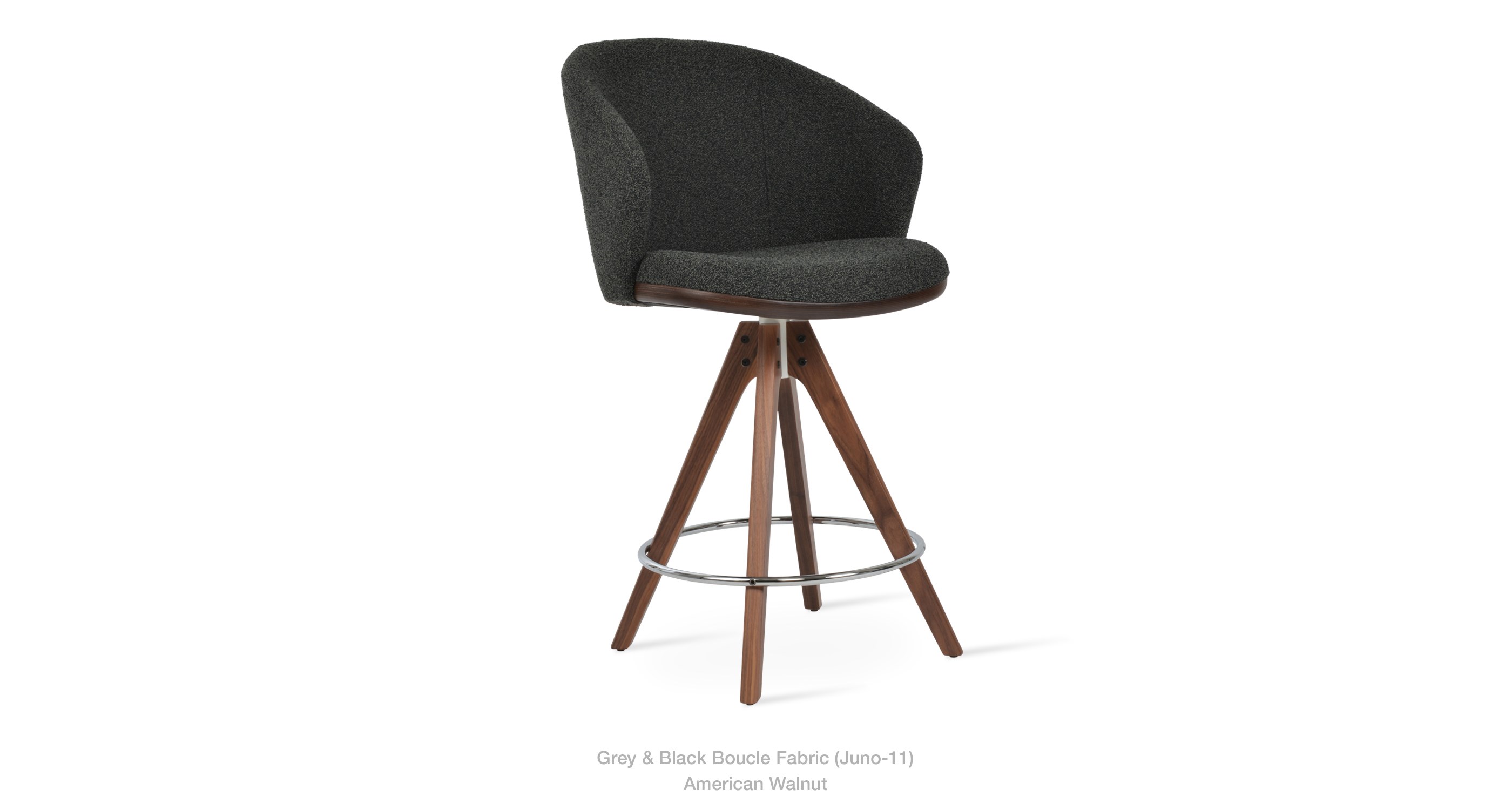 Athena Pyramid Stool Grey Black Walnut