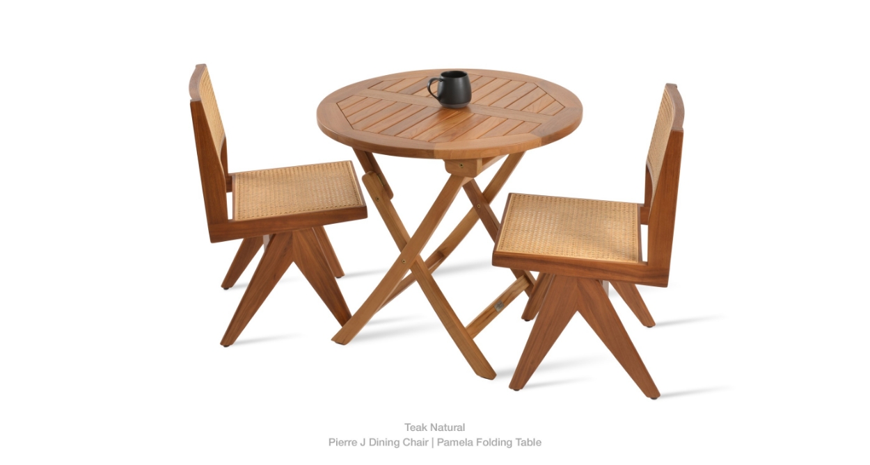 sohoConceptPamela Teak Folding Round Dining Table