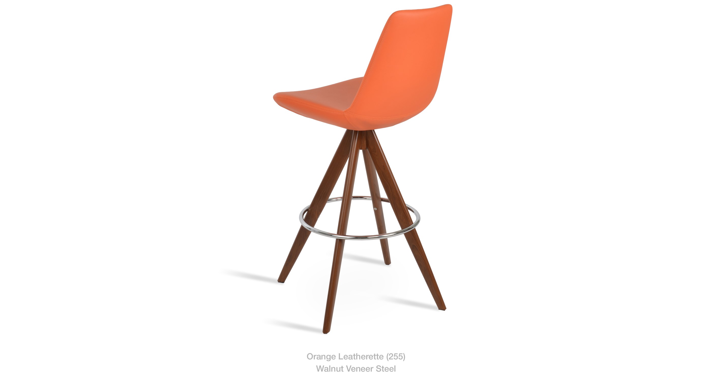 orange leatherette - walnut