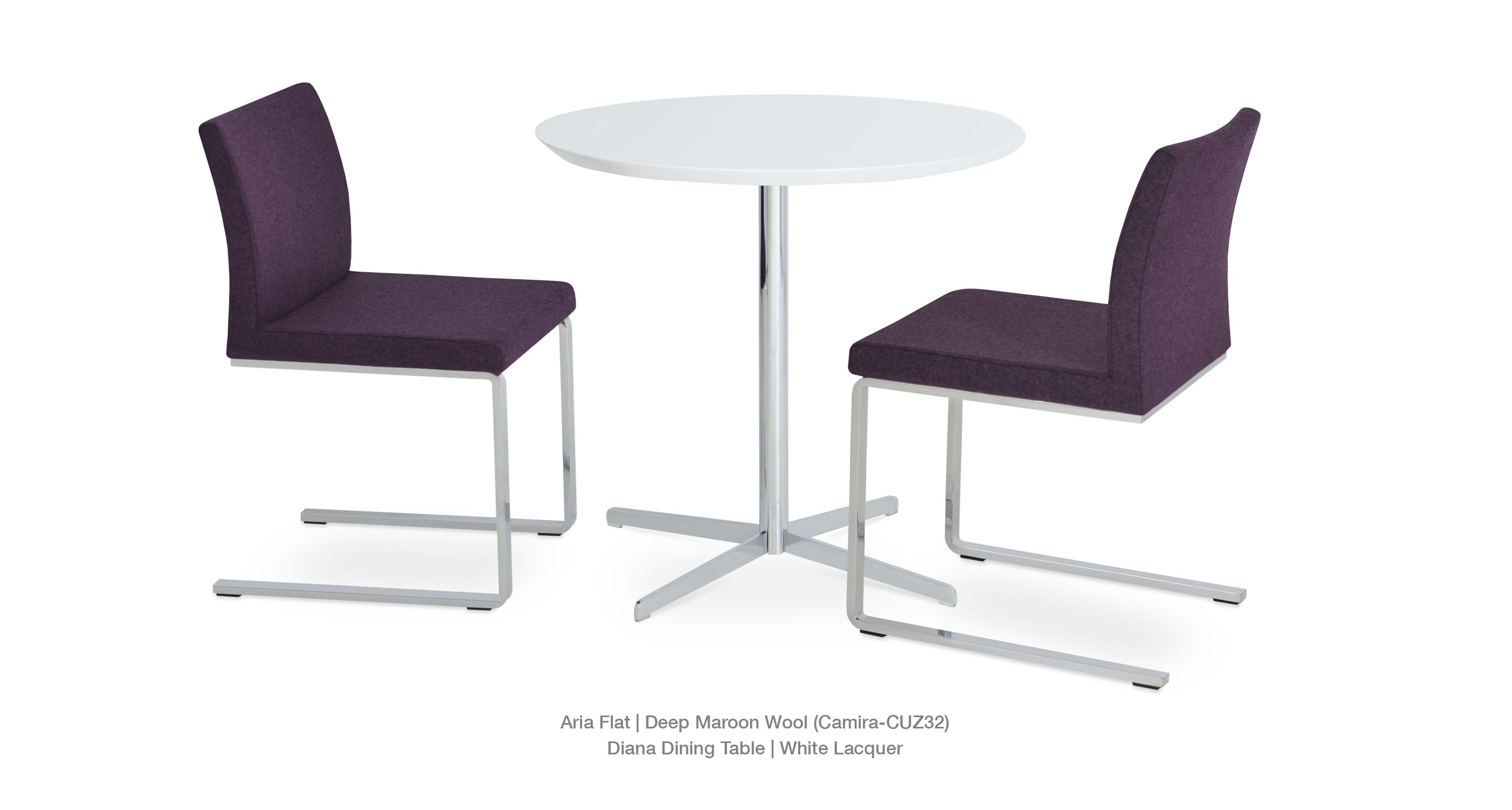 Deep Maroon - Diana table white