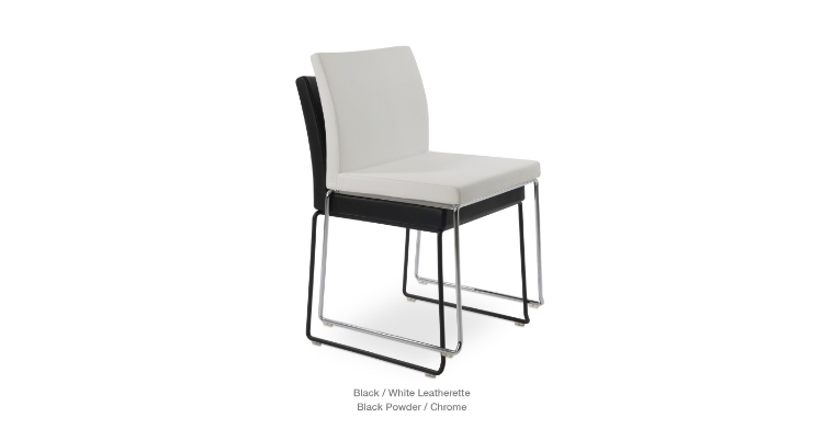 Aria Stackable White Black Leatherette