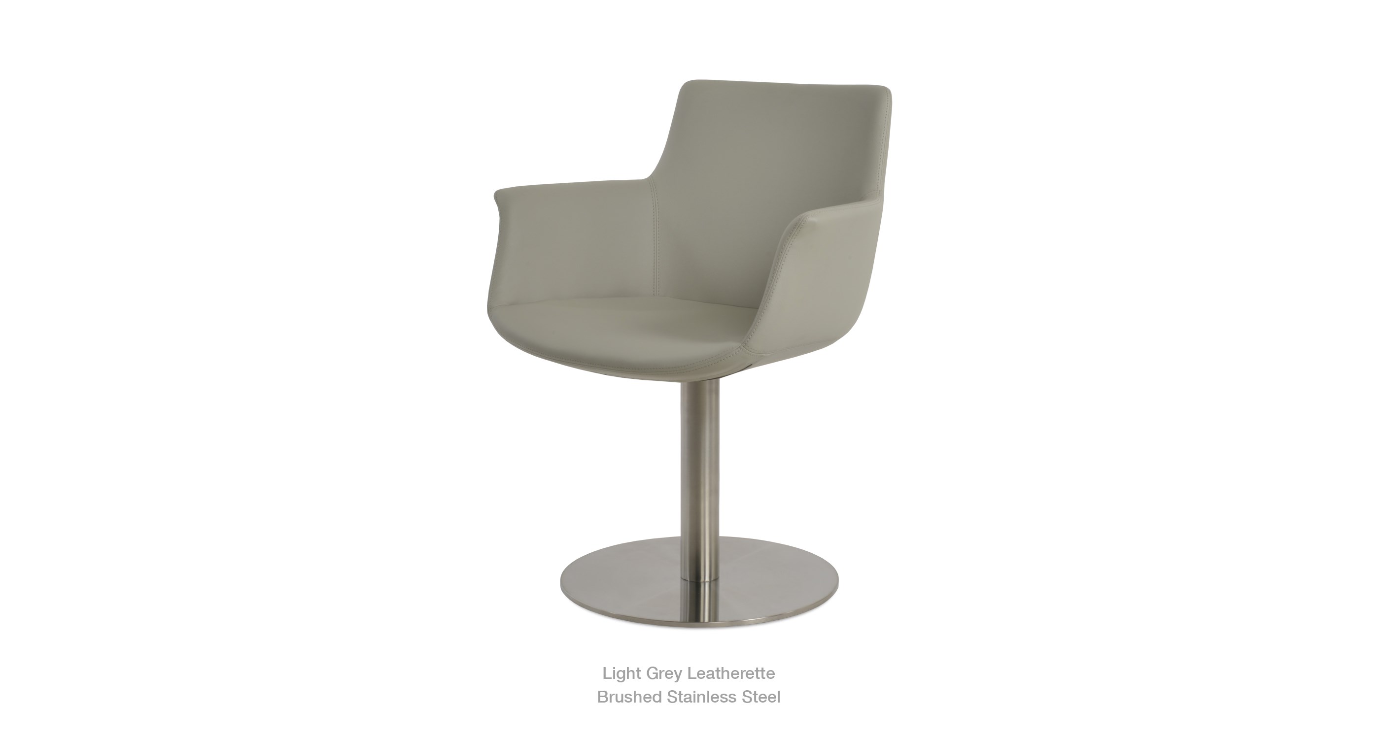 11 30 20 Bottega Arm Round Light Grey Leatherette