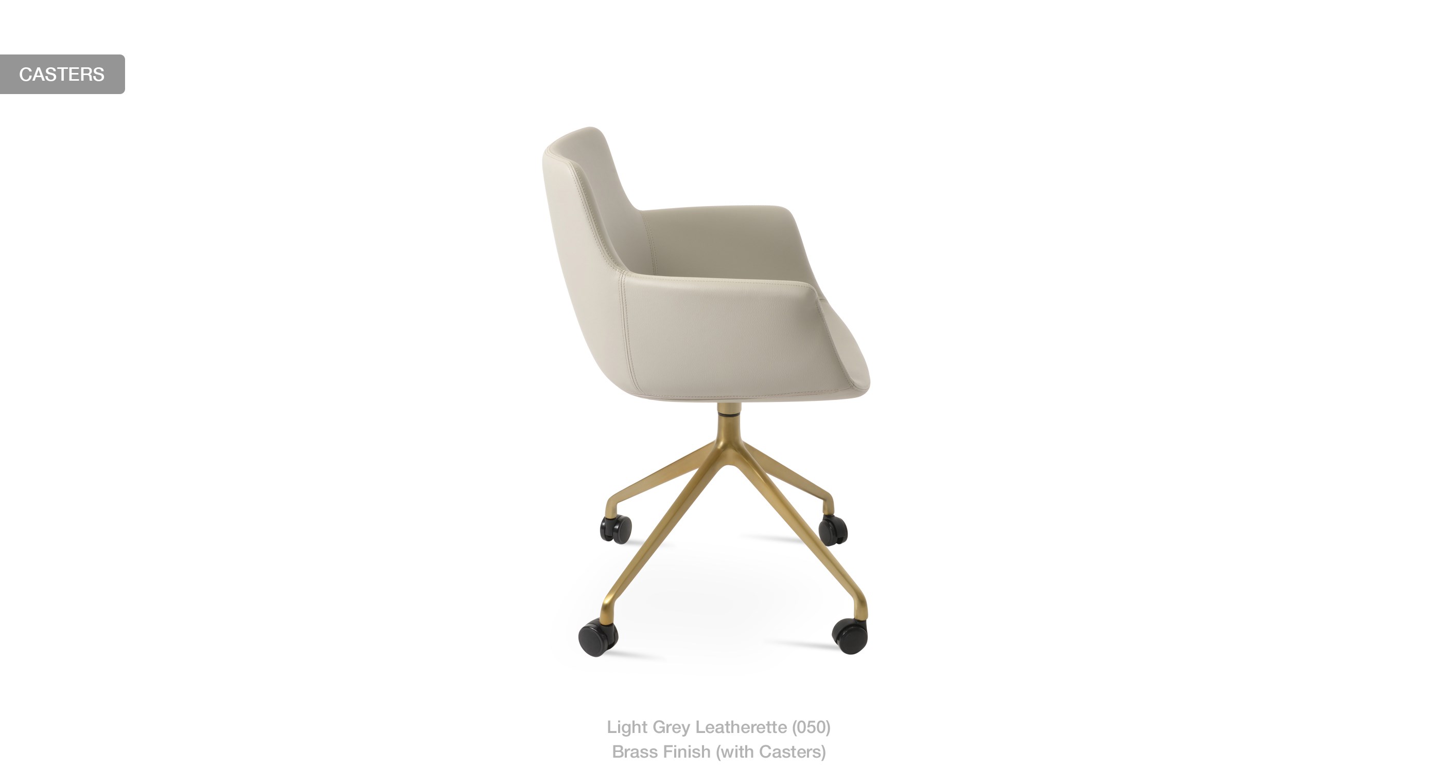 light grey leatherette - brass