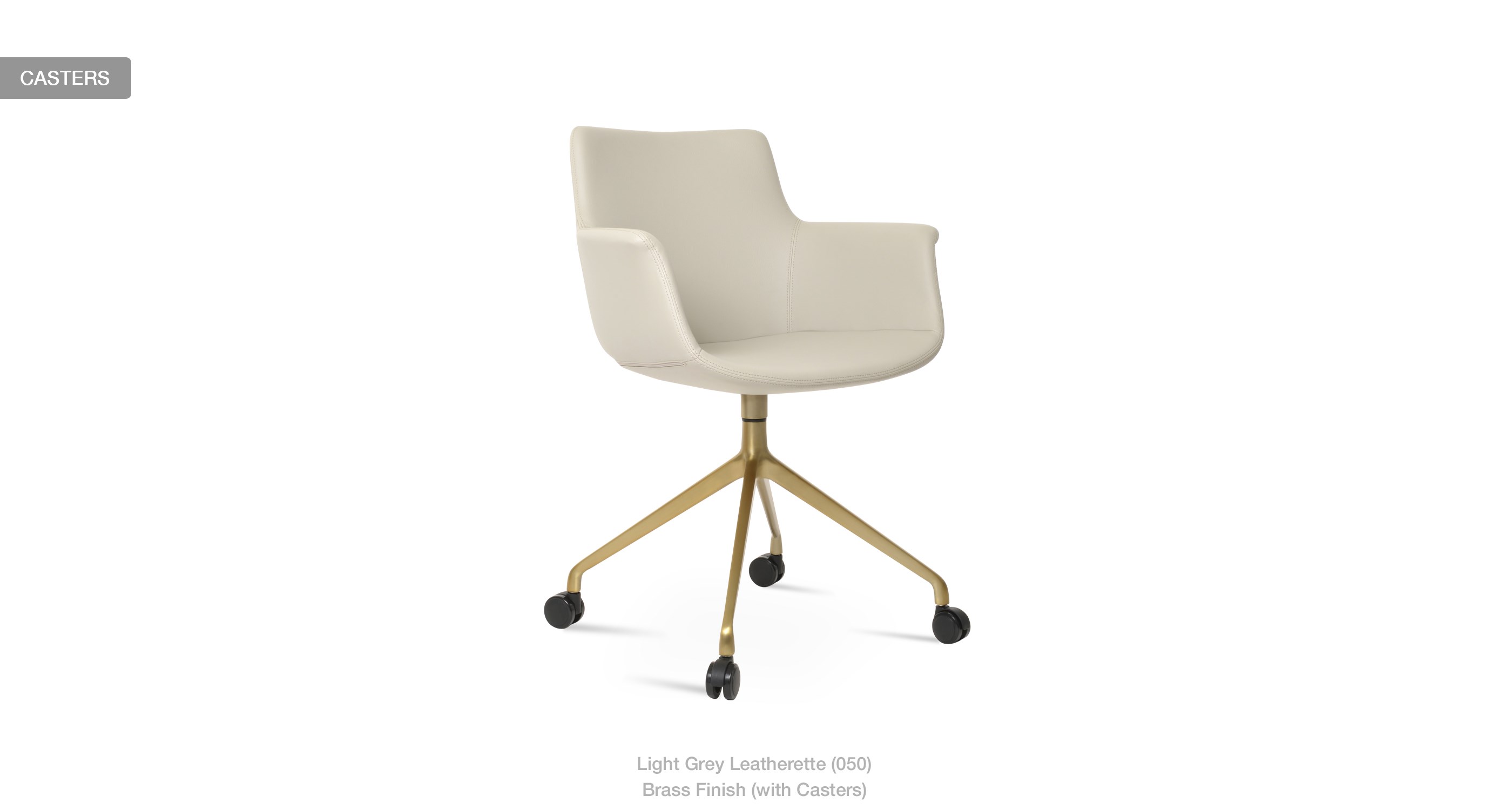 light grey leatherette - brass