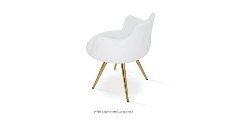 White Leatherette - Gold Brass