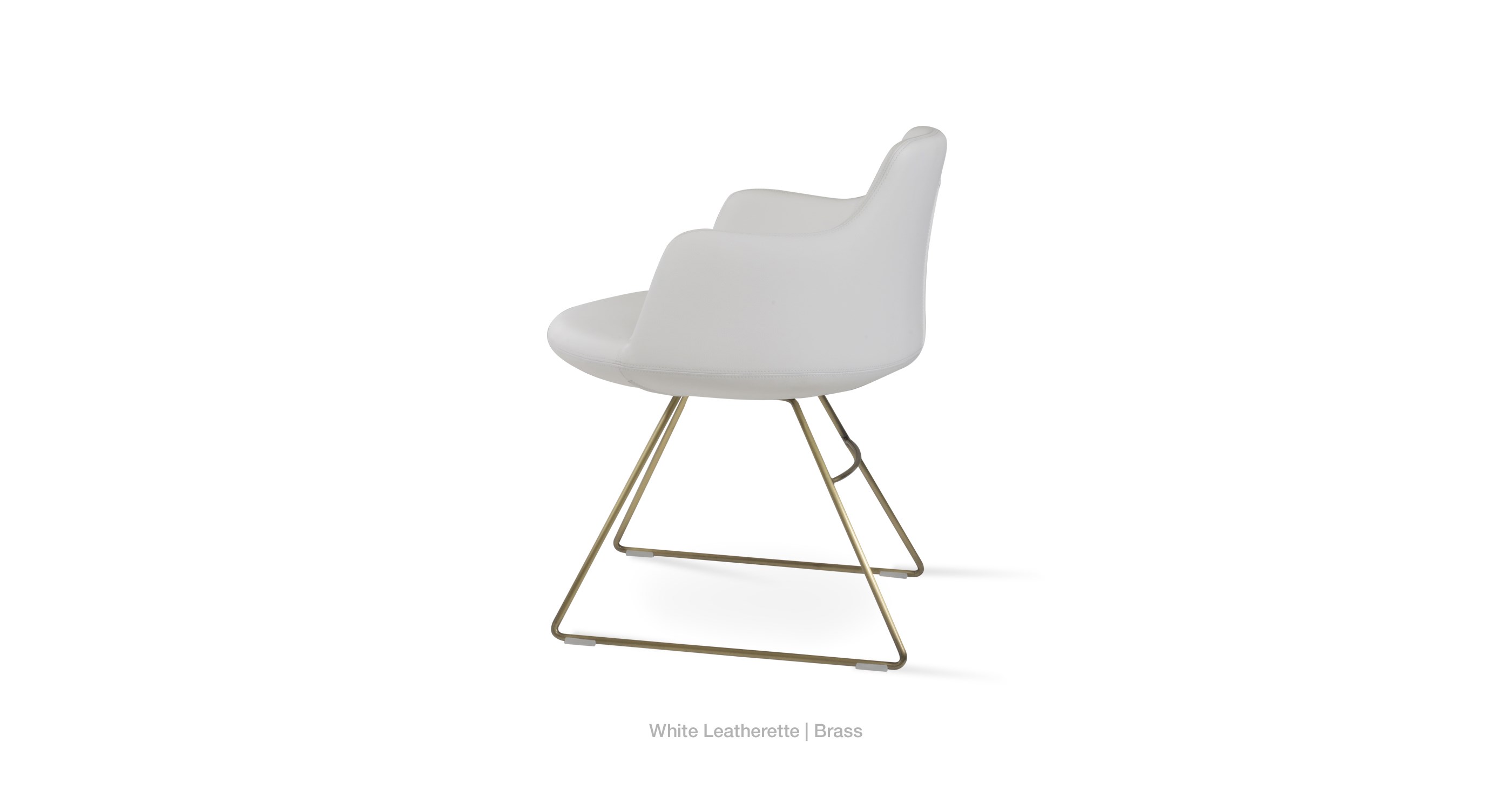 white leatherette - brass