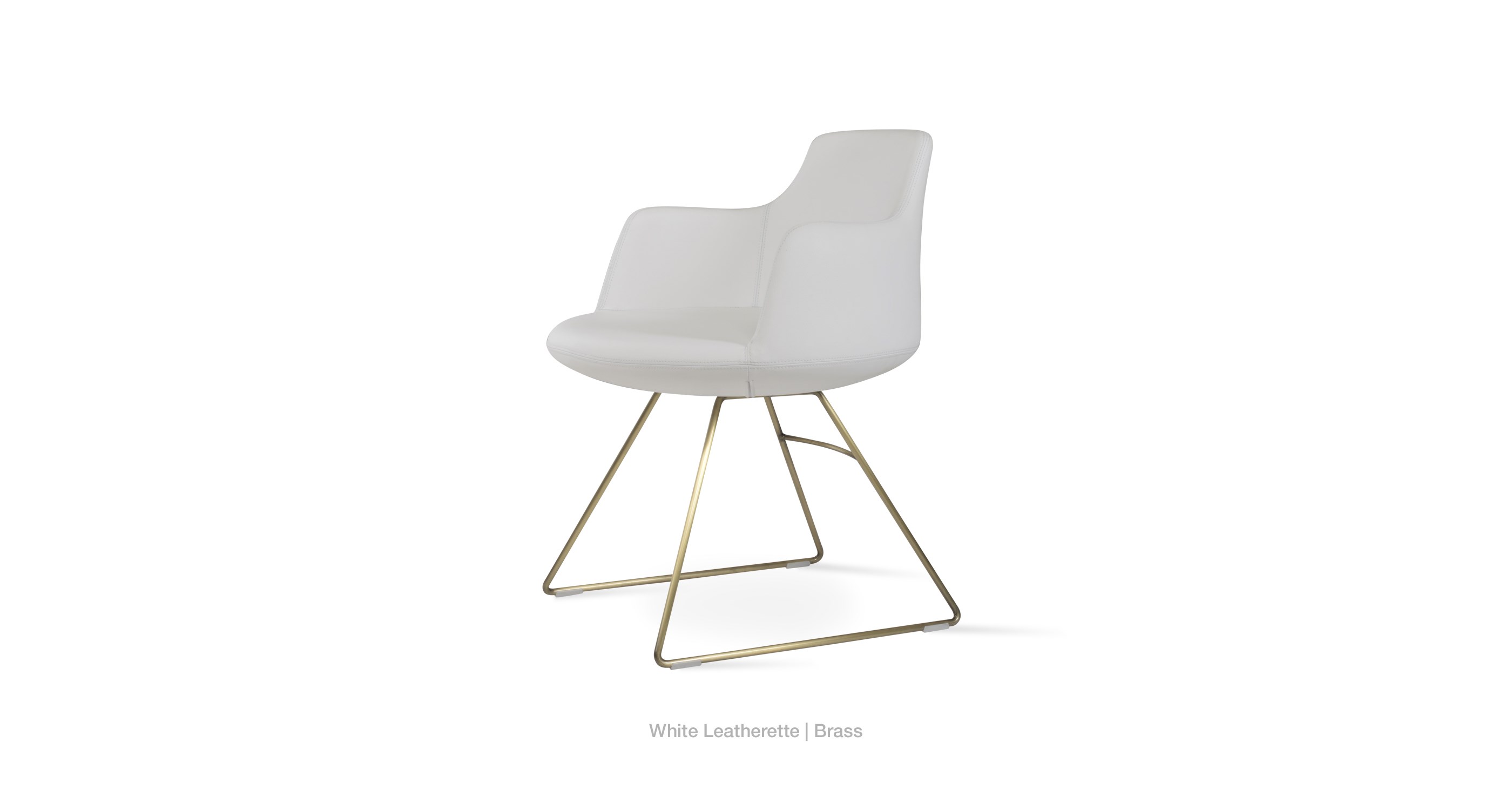 white leatherette - brass