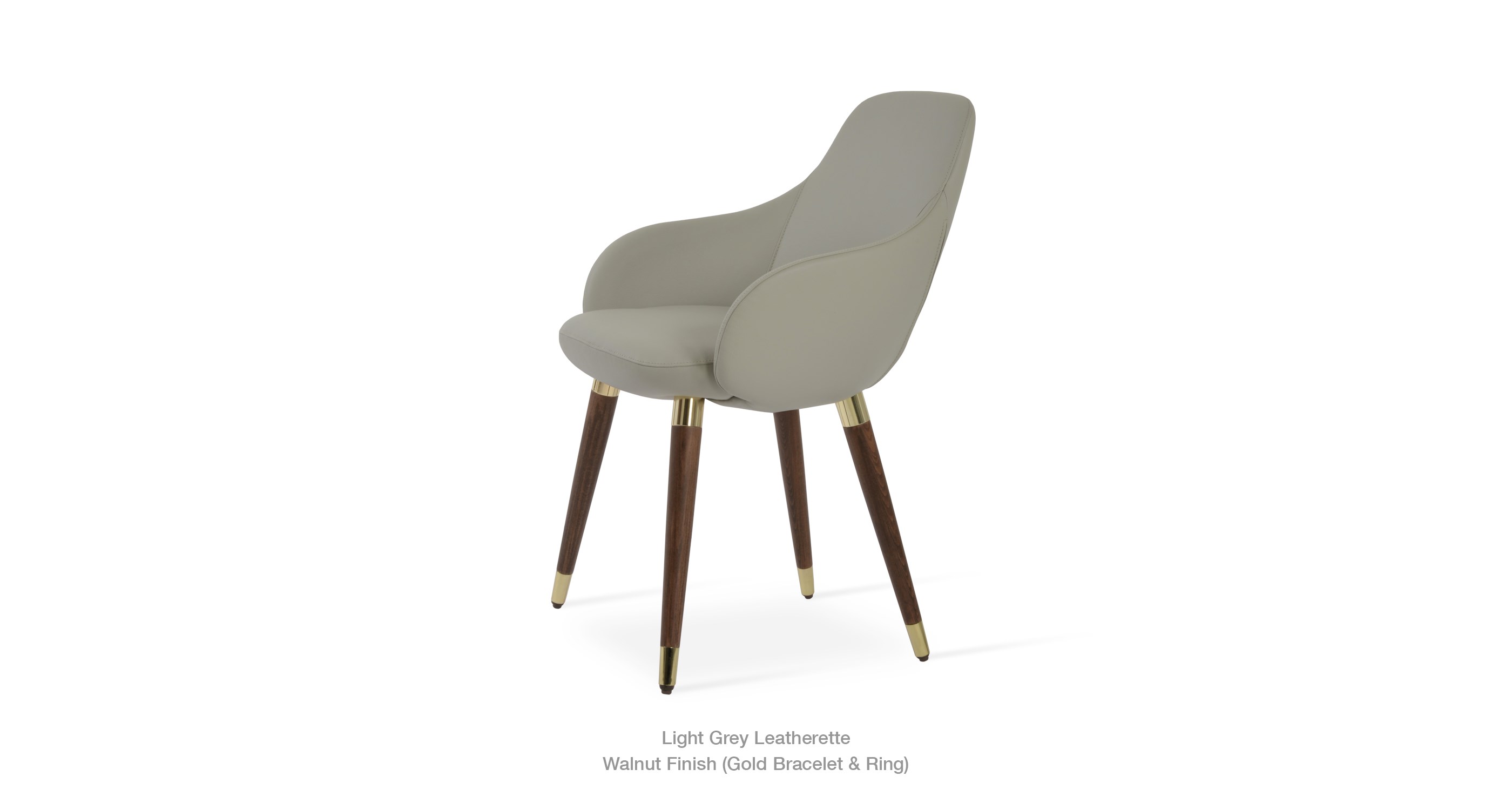 Gazel Wood Light Grey Leatherette Gold 
