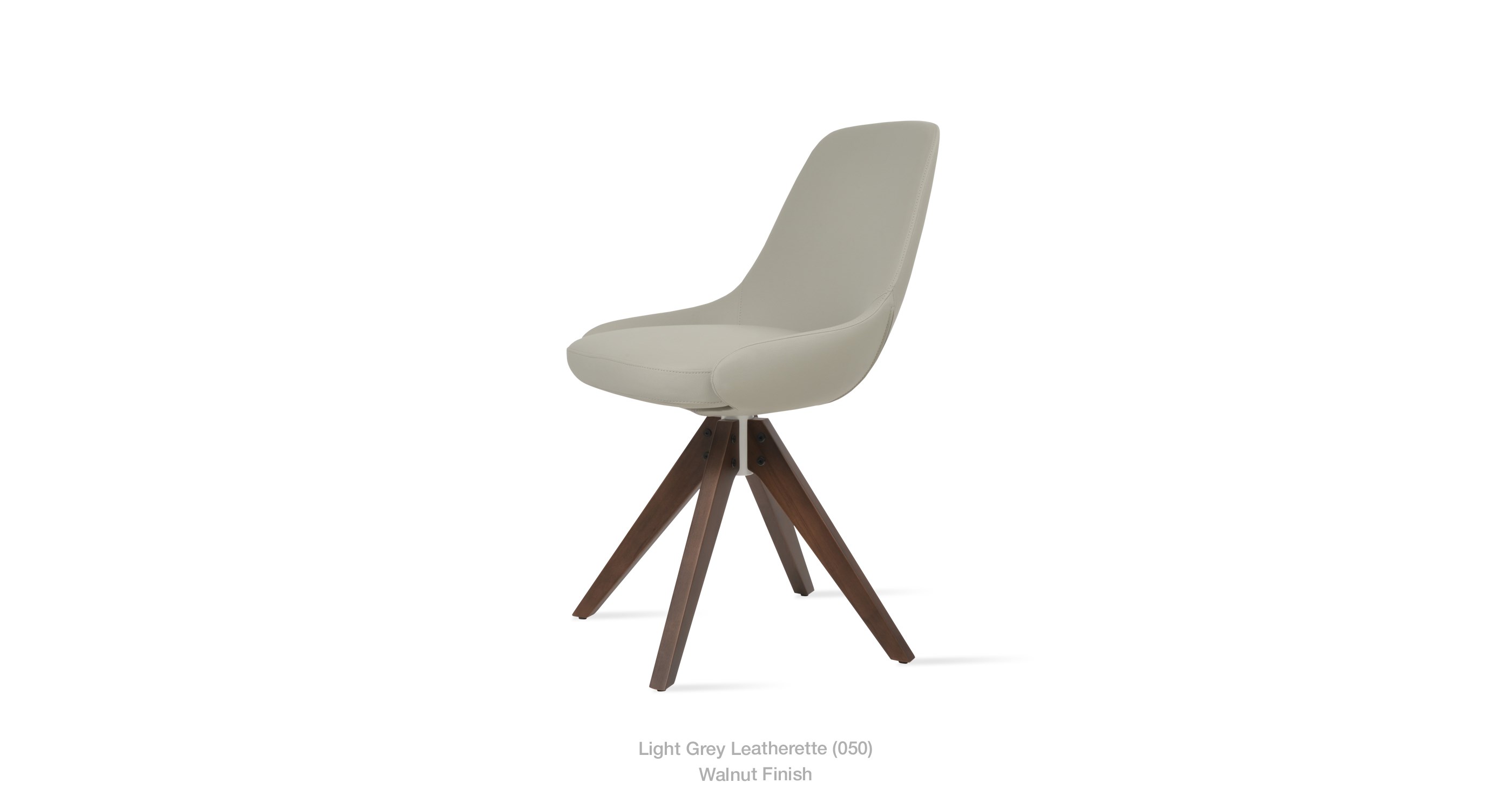 light grey leatherette - walnut