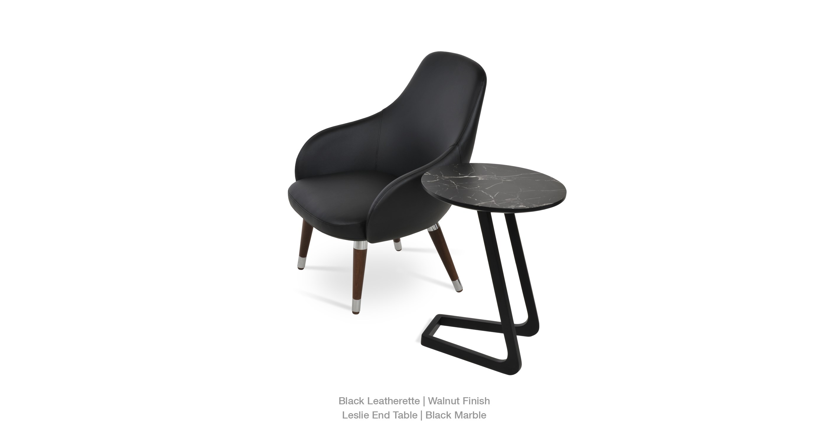 black leatherette-  leslie end