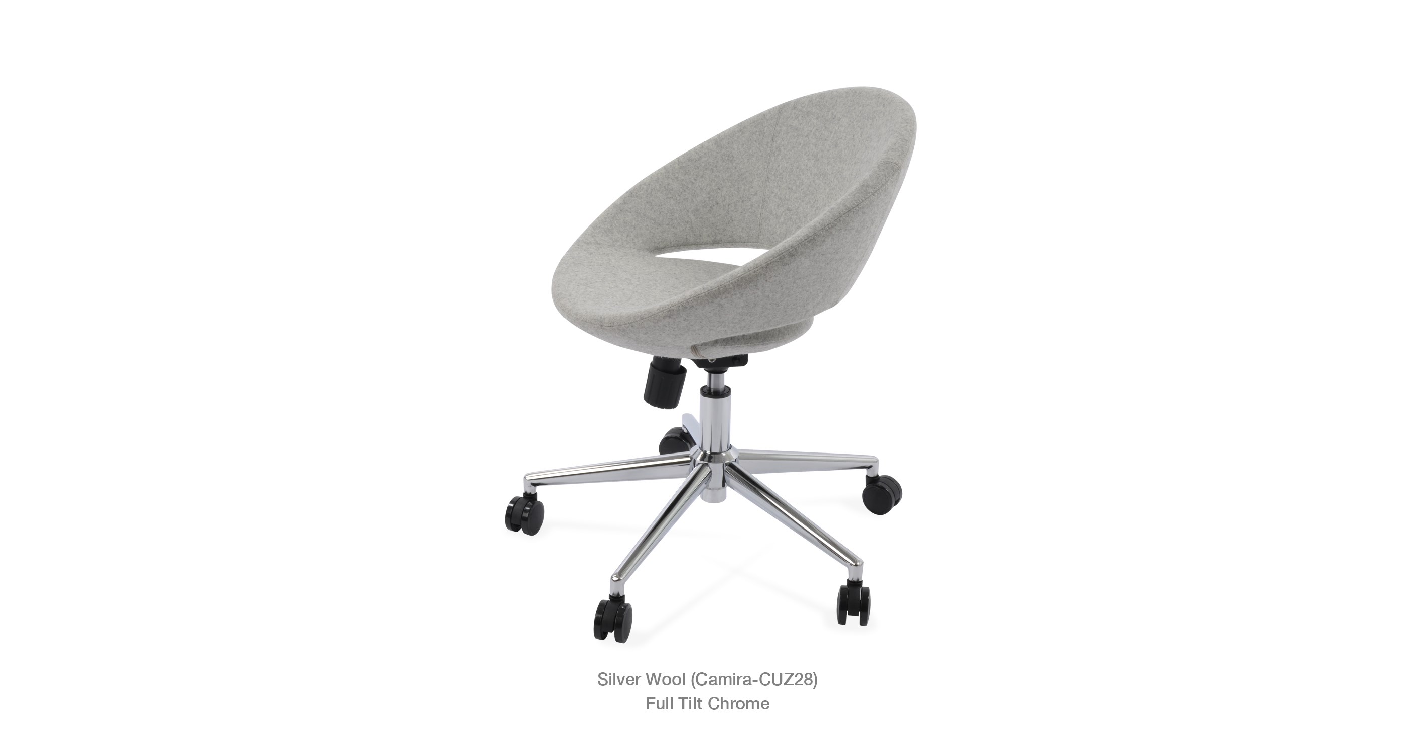 Crescent Office Silver Wool Chrome